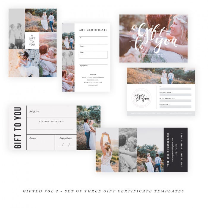 Gifted Set Of 3 Gift Certicate Templates Vol2 Oh Snap Boutique Gifted Set Of 3 Gift Certicate Templates Vol2