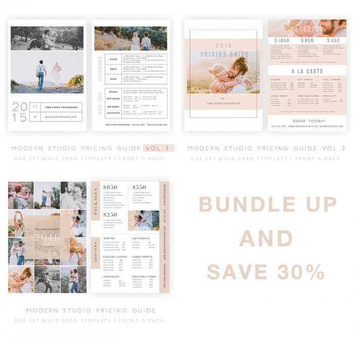 Modern Studio Pricing Guide BUNDLE - Oh Snap Boutique