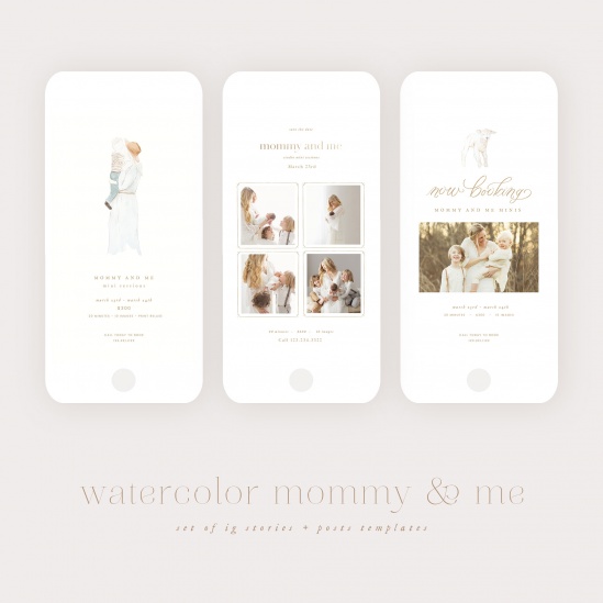 Watercolor Mommy&Me IG Marketing Templates vol1 Oh Snap Boutique