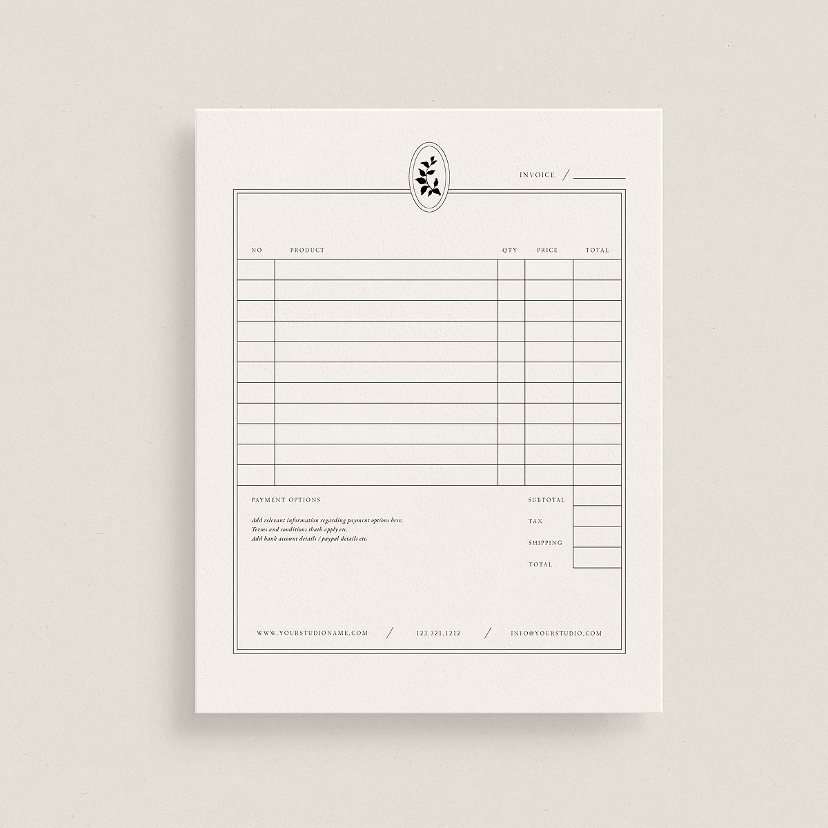 Aria Foliage Invoice Template PS + Canva - Oh Snap Boutique